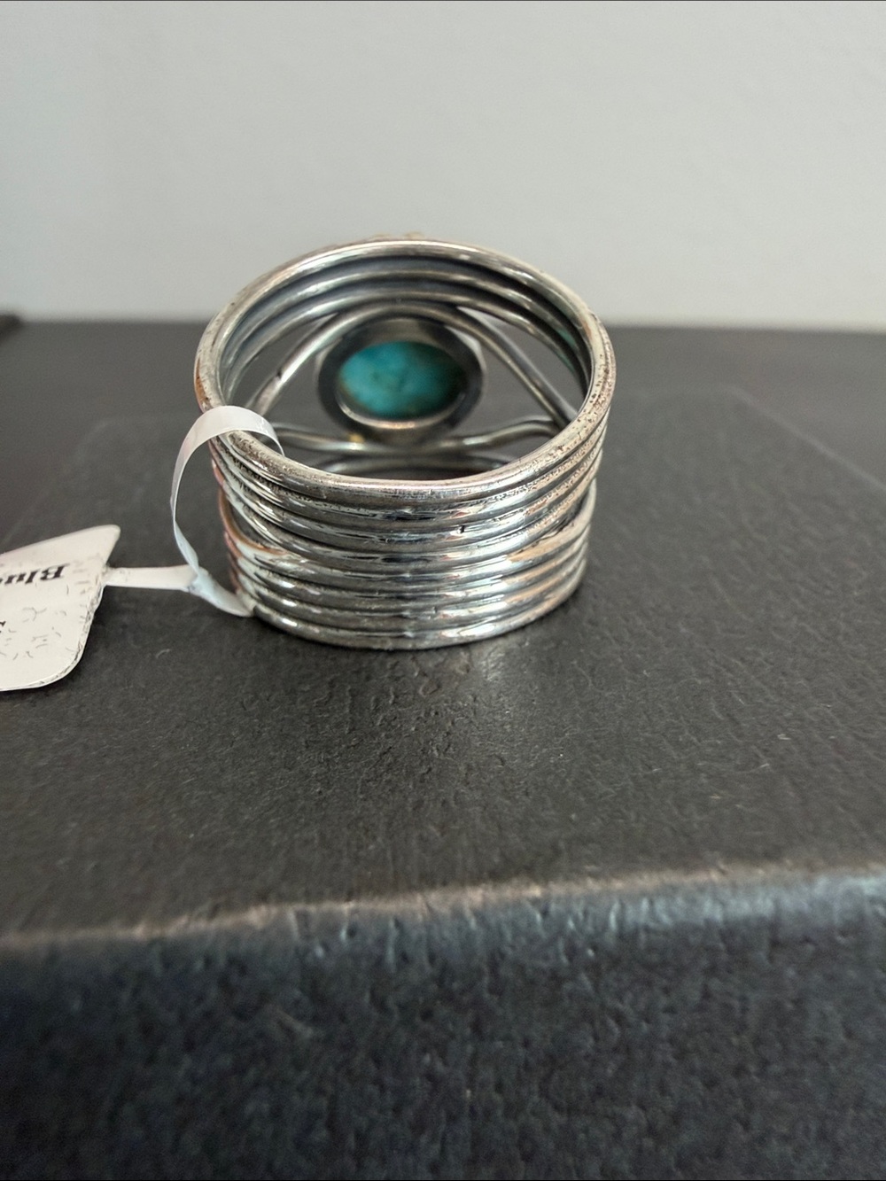 Made In India | Two-Tone Western Boho Blue Mojave Turquoise Ring | Size 8 - Picture 5 of 8